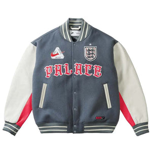 Palace x England x Nike Varsity Jacket - Cool Grey/White