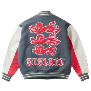 Palace x England x Nike Varsity Jacket - Cool Grey/White