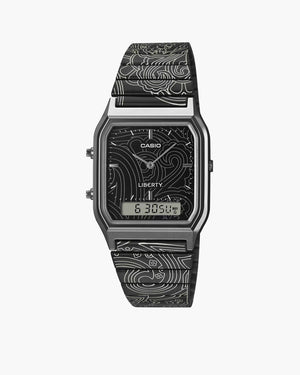 Liberty London x Casio Vintage AQ230 Analog-Digital Watch - Gunmetal Grey/Black