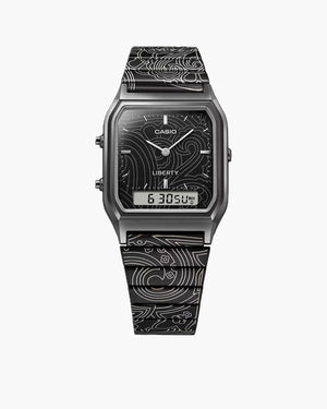 Liberty London x Casio Vintage AQ230 Analog-Digital Watch - Gunmetal Grey/Black