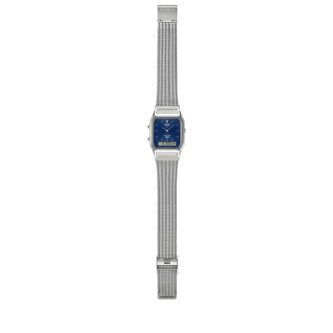 Casio Vintage AQ230 Analog-Digital Watch - Silver/Blue