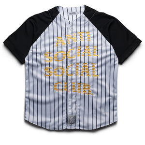 Anti Social Social Club Pinstriped Baseball Jersey - Black/White