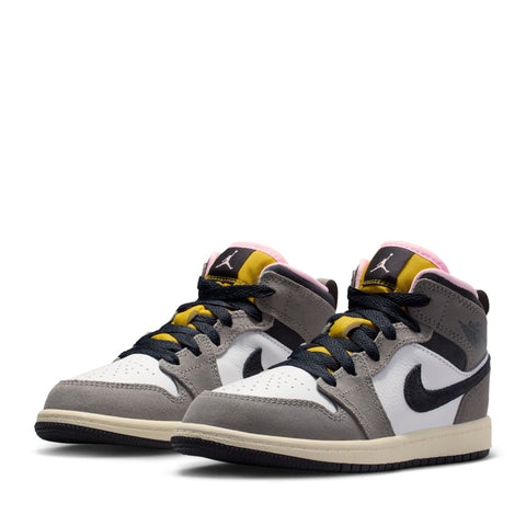 Jordan 1 Mid SE (PS) - White/Oil Grey