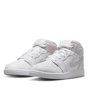 Air Jordan 1 Mid SE (GS) - White/Field Silver