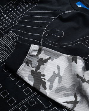 Awake NY Skyline Waffle L/S Shirt - Black
