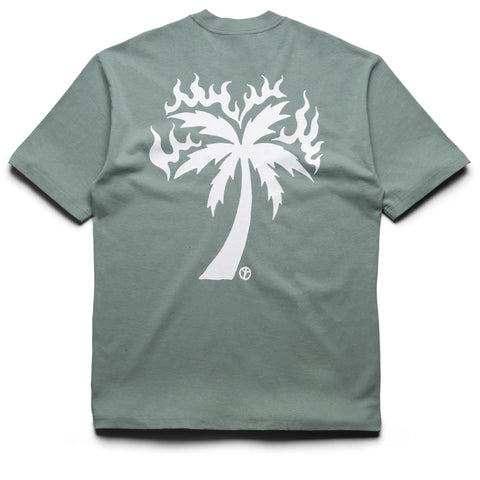 Babylon Burning Palm Tee - Atlantic Green