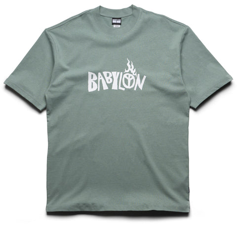 Babylon Burning Palm Tee - Atlantic Green
