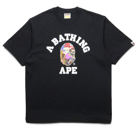 A Bathing Ape Multi Logo College Tee - Black