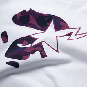 A Bathing Ape Color Camo Ape Face Sta L/S Tee - White/Purple