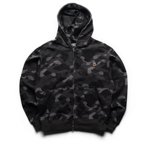 A Bathing Ape One Point Color Camo Cropped Full Zip Hoodie - Black