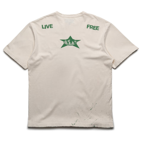 Barriers Worldwide Distressed Star Logo Tee - Off White