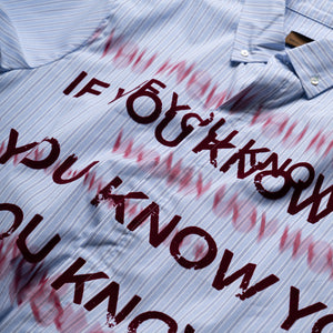 Birth Of Royal Child If You Know Velour Letter Shirt - Blue