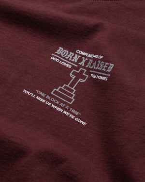Born x Raised Compliments Of BXR Tee - Burgundy
