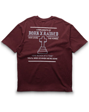Born x Raised Compliments Of BXR Tee - Burgundy
