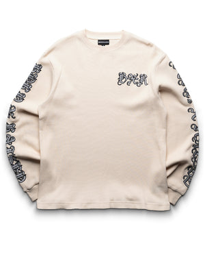 Born x Raised Gothic Embroidered Waffle Thermal - Cream