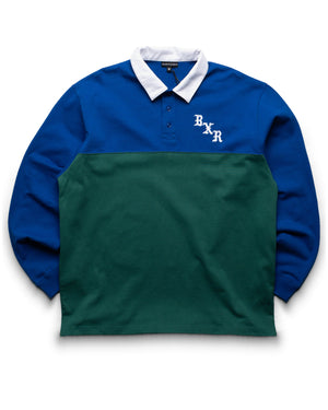 Born x Raised Color Blocked Rugby Shirt - Blue/Green