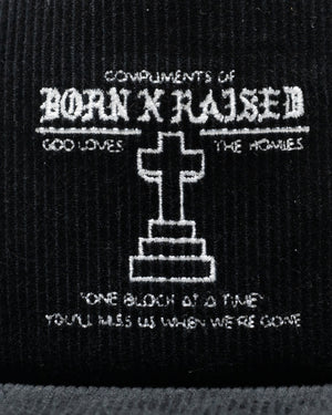 Born x Raised Compliments Of BXR Corduroy 5 Panel Snapback - Black