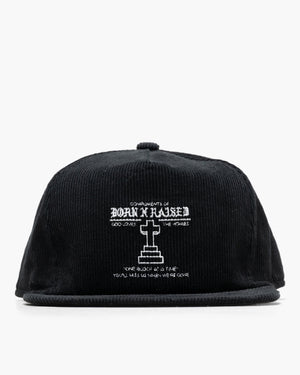 Born x Raised Compliments Of BXR Corduroy 5 Panel Snapback - Black