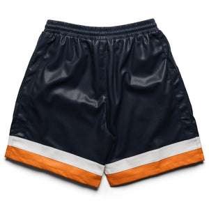 Criminal Damage Stadium Leather Shorts - Navy/Orange
