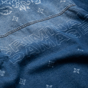 Criminal Damage Laser Print Denim Shirt - Mid Blue