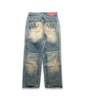 Diet Starts Monday Double Knee Bolt Denim - Washed Indigo - back