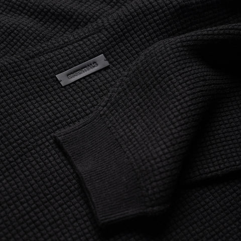Fear Of God Essentials Waffle Crewneck 90's Sweater - Vintage Black