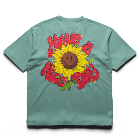 Market Smiley Sunflower Tee - Malachite Green