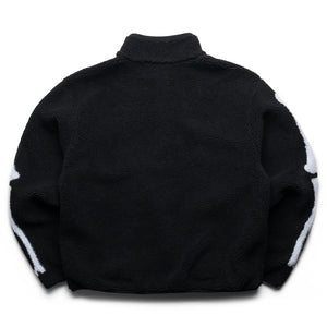 Market Skeletal Quarter Zip Sherpa Pullover Jacket - Black