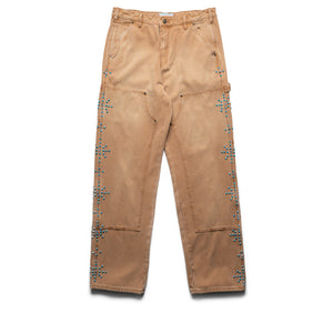 Nothing Grows Overnight Turquoise Double Knee Pant - Light Brown