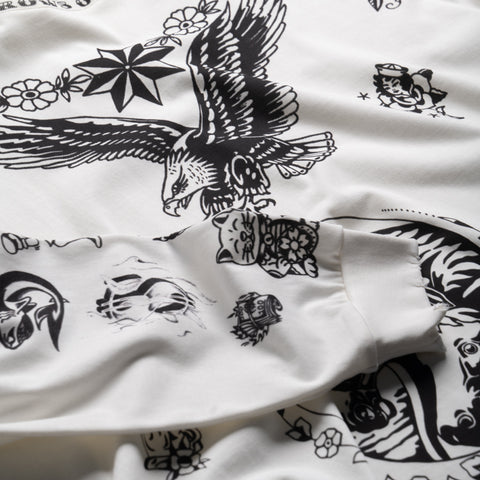 Nothing Grows Overnight Tattoo L/S Tee - White