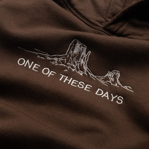 One Of These Days Follow The Road Pullover Hoodie - Dark Brown