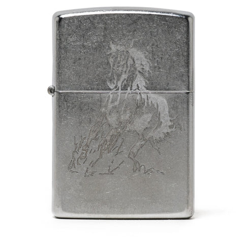 One Of These Days Running Horse Zippo - Silver