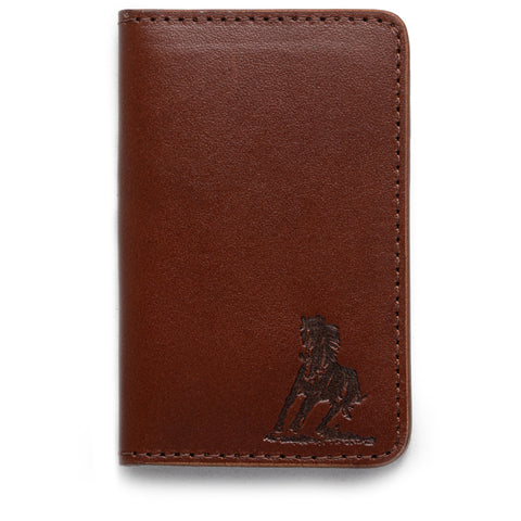 One Of These Days Running Horse Logo Leather Card Holder- Brown