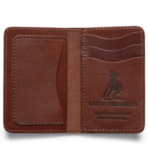 One Of These Days Running Horse Logo Leather Card Holder- Brown