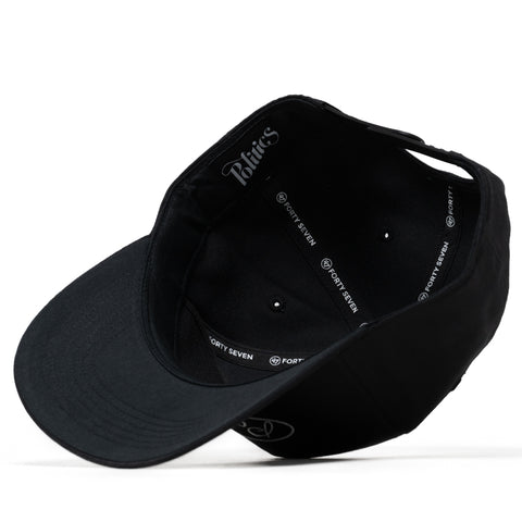 Politics x '47 Alternate Script Logo Hitch Snapback - Black