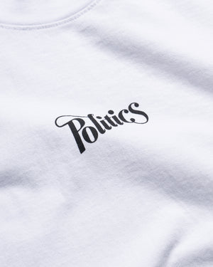 Politics Core Script Logo Tee - White