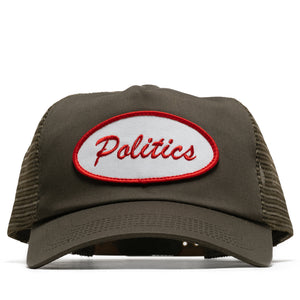 Politics Oval Trucker Hat - Olive