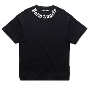 Palm Angels Neck Logo Tee - Black/Off White