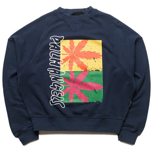 Palm Angels Palm Leaf Raglan Crew - Navy Blue