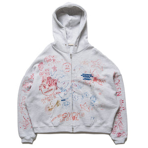 Paly Hollywood Joshua Tree Double Zip Hoodie - Heather Grey/Multi
