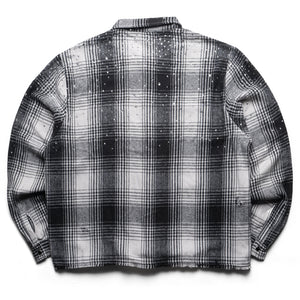 Ryoko Rain Distressed Plaid Rhinestone Flannel - Black/White