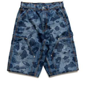 A Bathing Ape 1st Camo Double Knee Denim Shorts - Indigo