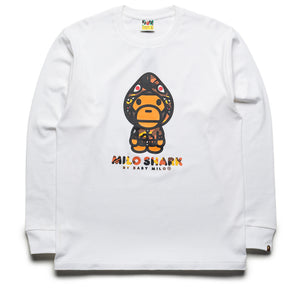 A Bathing Ape 1st Camo Milo Shark FZH L/S Tee - White/Orange