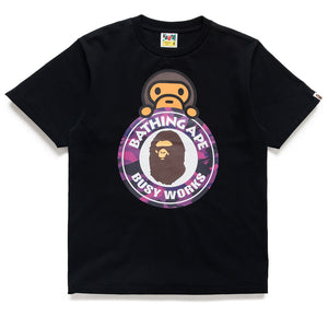 A Bathing Ape Color Camo Milo On Busy Works Tee - Black/Purple