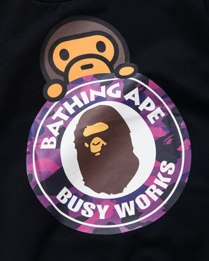 A Bathing Ape Color Camo Milo On Busy Works Tee - Black/Purple