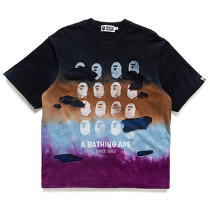 A Bathing Ape Color Camo Tie Dye Destroyed Multi Logo Tee - Black