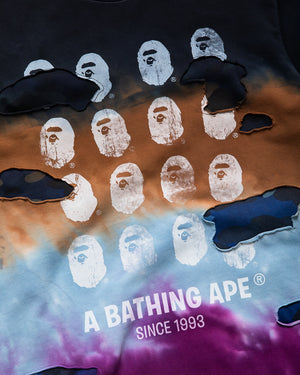 A Bathing Ape Color Camo Tie Dye Destroyed Multi Logo Tee - Black