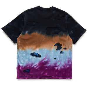 A Bathing Ape Color Camo Tie Dye Destroyed Multi Logo Tee - Black