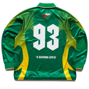A Bathing Ape Flame Monogram Jacquard Logo Football Jersey - Green