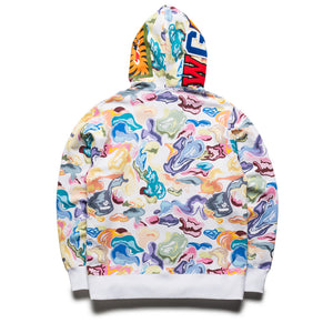 A Bathing Ape Art Camo Shark Full Zip Hoodie - White